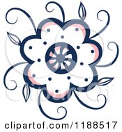 Clipart Of A Blue And Pink Flower With Tendrils Royalty Free Vector Illustration by Cherie Reve