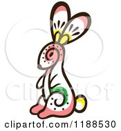 Clipart Of A Cute Alert Floral Rabbit Royalty Free Vector Illustration by Cherie Reve