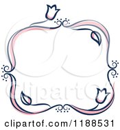 Clipart Of A Pink And Blue Floral Wedding Frame 2 Royalty Free Vector Illustration
