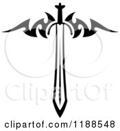 Poster, Art Print Of Black And White Tribal Winged Sword 6