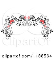 Poster, Art Print Of Red Rose And Black And White Foliage Arch Border