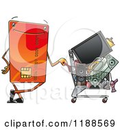 Happy Credit Card With A Cart Full Of Electronics