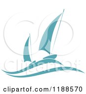 Poster, Art Print Of Blue Regatta Sailboats 3