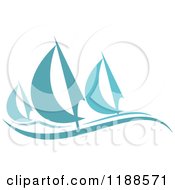 Poster, Art Print Of Blue Regatta Sailboats 2