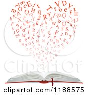 Clipart Of A Red Heart Of Letters Over An Open Book Royalty Free Vector Illustration by Vector Tradition SM