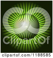 Clipart Of A 3d Green Striped Sphere Over Rays Royalty Free CGI Illustration