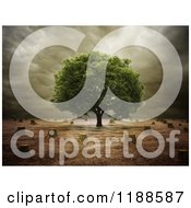 Clipart Of A 3d Lone Tree In A Landscape Of Stumps Royalty Free CGI Illustration