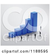 Poster, Art Print Of 3d Blue Bar Graph With Tiny People On Gray