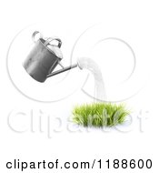 Poster, Art Print Of 3d Watering Can Pouring Over A Patch Of Grass On White