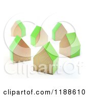 Poster, Art Print Of 3d Wooden Houses With Green Sides