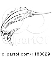 Clipart Of A Black And White Swordfish Royalty Free Vector Illustration