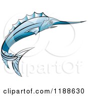 Clipart Of A Blue Swordfish Royalty Free Vector Illustration