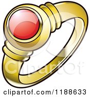 Poster, Art Print Of Gold Wedding Ring With A Red Ruby