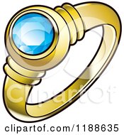 Poster, Art Print Of Gold Wedding Ring With A Blue Diamond