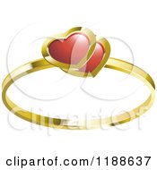 Poster, Art Print Of Gold Wedding Ring With Red Ruby Hearts