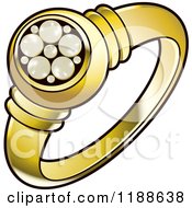 Clipart Of A Gold Wedding Ring With Pearls Royalty Free Vector Illustration by Lal Perera
