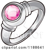 Poster, Art Print Of Silver Wedding Ring With A Pink Gem Stone