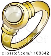 Clipart Of A Gold Wedding Ring With A Pearl Royalty Free Vector Illustration by Lal Perera