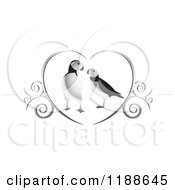 Puffin Pair In A Silver Heart With Swirls