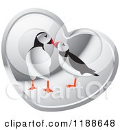 Puffin Pair Over A Silver Heart