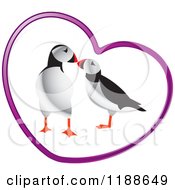 Puffin Pair In A Purple Heart