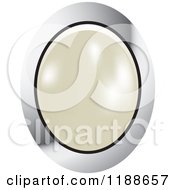 Clipart Of An Oval White Pearl In A Silver Setting Royalty Free Vector Illustration by Lal Perera