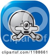Clipart Of A Square Blue And Silver Spacewalk Astronaut Icon Royalty Free Vector Illustration by Lal Perera
