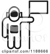 Clipart Of A Black And White Astronaut And Flag Icon Royalty Free Vector Illustration by Lal Perera
