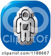 Clipart Of A Silver Astronaut On A Blue Square Icon Royalty Free Vector Illustration