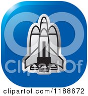 Clipart Of A Square Silver And Blue Space Launch Icon Royalty Free Vector Illustration