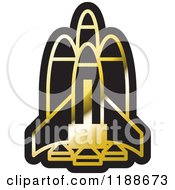 Clipart Of A Black And Gold Space Launch Icon Royalty Free Vector Illustration