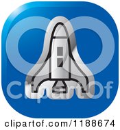Clipart Of A Silver Space Shuttle Over A Blue Square Icon Royalty Free Vector Illustration by Lal Perera