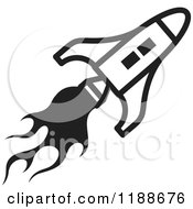 Clipart Of A Black And White Rocket Shuttle Icon Royalty Free Vector Illustration