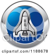 Poster, Art Print Of Silver Space Shuttle Over A Blue Circle Icon