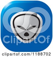 Clipart Of A Square Silver And Blue Alien Icon Royalty Free Vector Illustration by Lal Perera