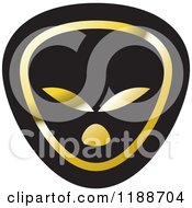 Clipart Of A Black And Gold Alien Icon Royalty Free Vector Illustration by Lal Perera