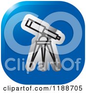 Clipart Of A Square Blue And Gold Telescope Icon Royalty Free Vector Illustration