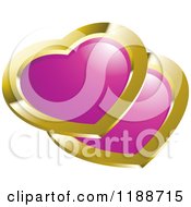 Poster, Art Print Of Gold And Pink Hearts Icon