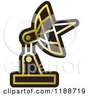 Clipart Of A Black And Gold Satellite Dish Icon Royalty Free Vector Illustration