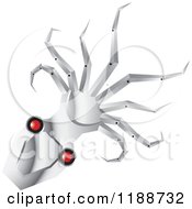 Clipart Of A Silver Robotic Octopus With Red Eyes Royalty Free Vector Illustration