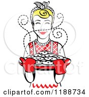 Poster, Art Print Of Retro Blond Housewife Holding Freshly Baked Cookies