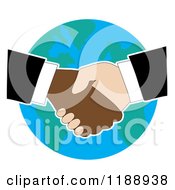 Poster, Art Print Of Diverse Business Men Shaking Hands Over Earth