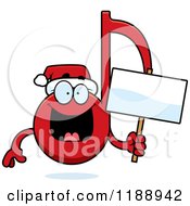 Poster, Art Print Of Happy Christmas Music Note Mascot Holding A Sign
