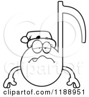 Cartoon Of A Black And White Sick Christmas Music Note Mascot Royalty Free Vector Clipart by Cory Thoman