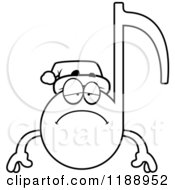 Cartoon Of A Black And White Depressed Christmas Music Note Mascot Royalty Free Vector Clipart