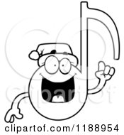 Cartoon Of A Black And White Happy Christmas Music Note Mascot With An Idea Royalty Free Vector Clipart