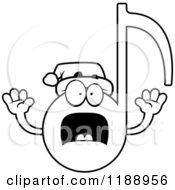 Cartoon Of A Black And White Scared Christmas Music Note Mascot Royalty Free Vector Clipart