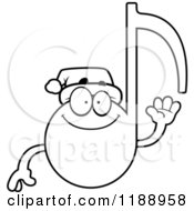 Cartoon Of A Black And White Happy Waving Christmas Music Note Mascot Royalty Free Vector Clipart by Cory Thoman