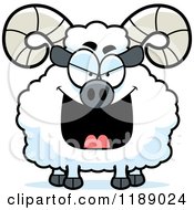 Cartoon Of A Grinning Evil Ram Mascot Royalty Free Vector Clipart