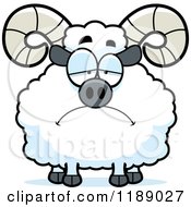 Cartoon Of A Depressed Ram Mascot Royalty Free Vector Clipart